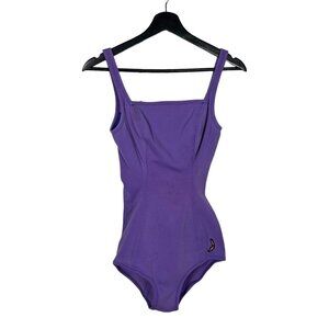 Vintage 50s Jantzen Purple Helanca Nylon One Piece Swimsuit Medium